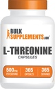 BulkSupplements.com L-Threonine Capsules - L-Threonine Supplement, Threonine 500mg - Amino Acid Supplement, Gluten Free, 1 Capsule per Serving, 365 Capsules (Pack of 1)
