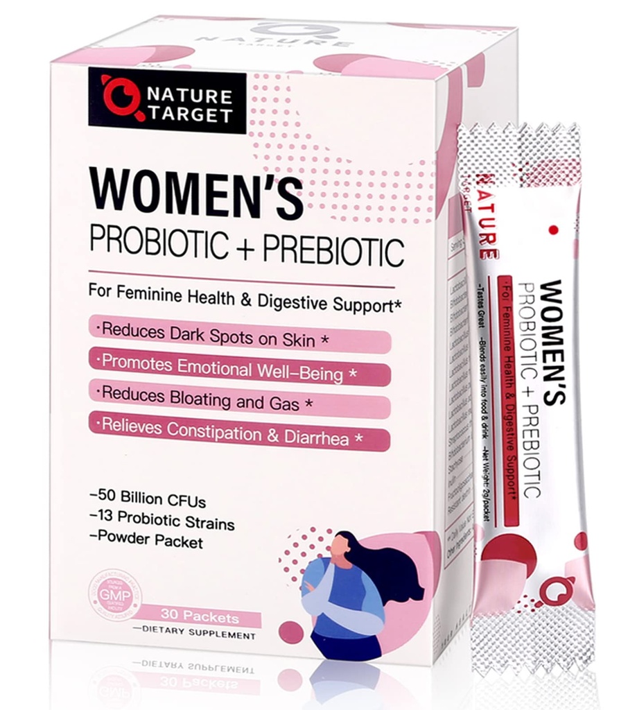 ΦΥΣΗ ΣΤΟΧΟΙ Προβιοτικά για γυναίκες Probiotic Powder - 50 δισεκατομμύρια CFUs, 13 Strains Supports for Digestive Vaginal Health, Bloating Relief, 30 Stick Packs