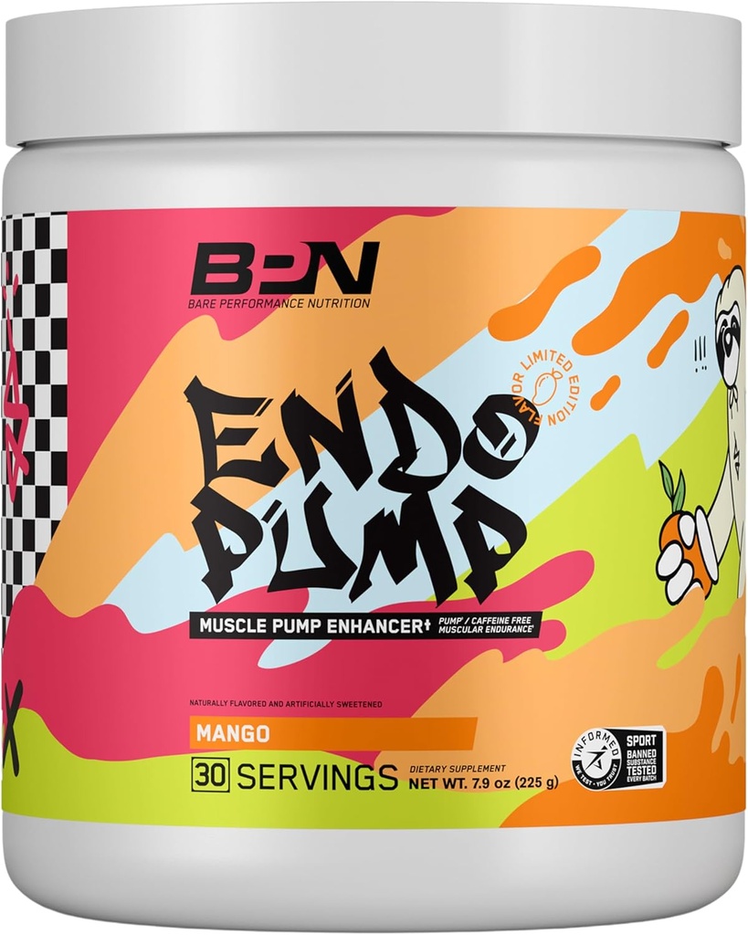 BARE PERFORMANCE NUTRITION, BPN EndoPump Pre-Educate Muscle Pump Enhancer w/L-Citrulline, Αυξημένη ροή αίματος / Oxygen Μεταφορά στους μυς, 30 Υπηρεσίες, Mango