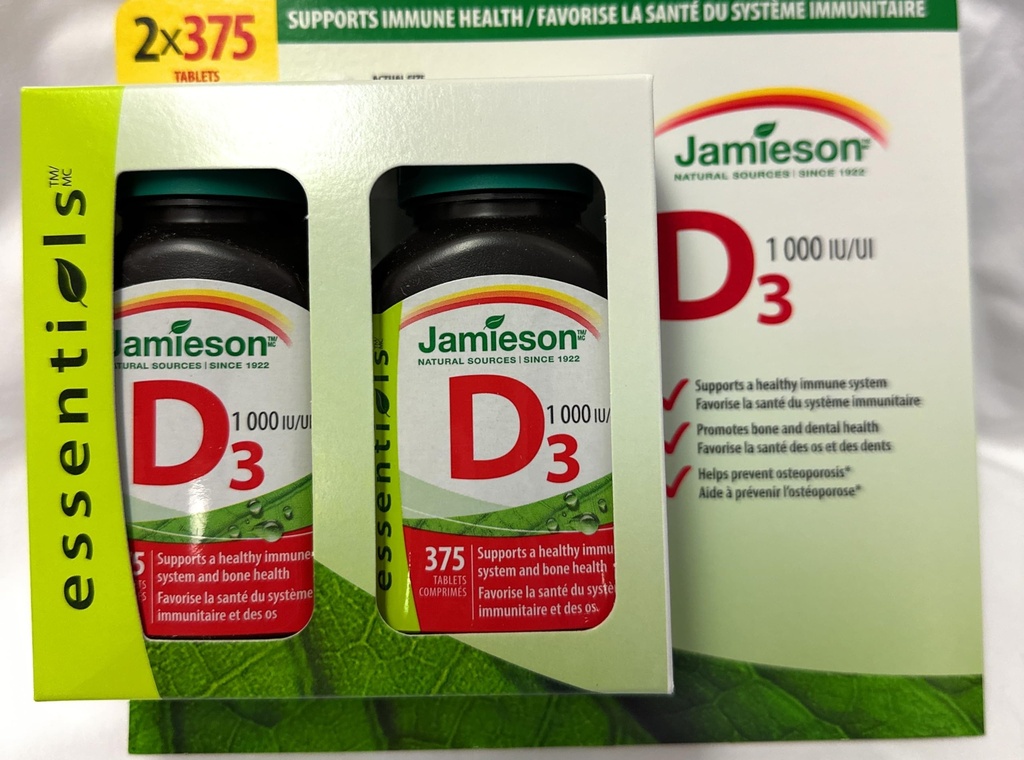 Jamieson Βιταμίνη D3 1000Iu Δισκία-( 2X375), 750 Μέτρα
