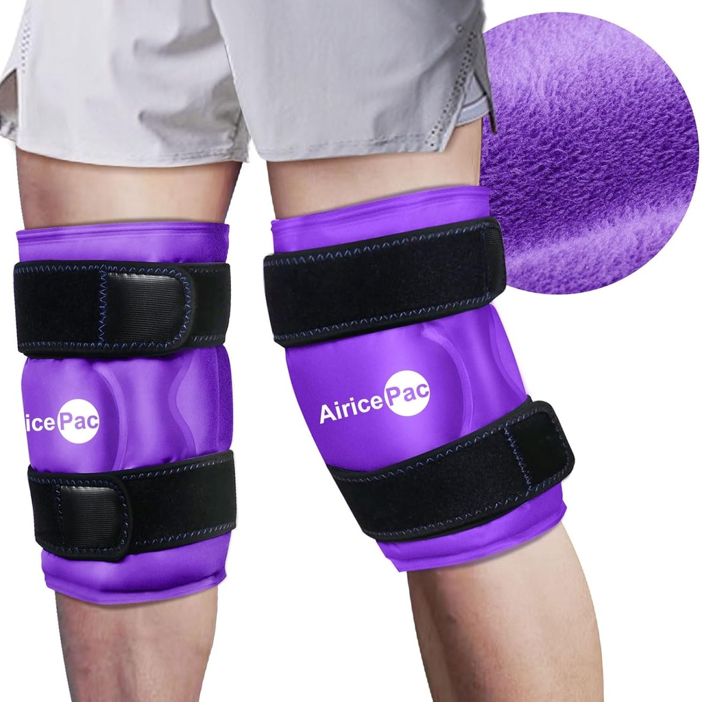 2 Ice Pack για ανακούφιση από τον πόνο στο γόνατο, Reuseable Gel Wrap πάγου για τραυματισμούς, εξοίδηση, χειρουργική αντικατάσταση γονάτων, Ψυχρή θεραπεία συμπίεσης για αρθρίτιδα, Δάκρυο μηνίσκου και ACL, μοβ