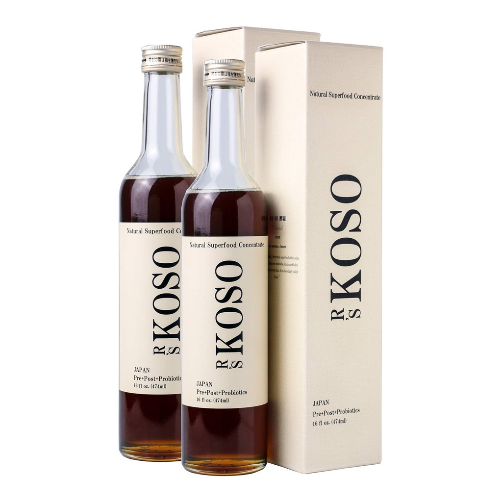 R's KOSO 5-Day Cleanse Ιαπωνικό Ένζυμο Ποτό πλούσιο σε προβιοτικά και προβιοτικά, Φτιαγμένα από 100+ Λαχανικά ? Φρούτα - Φυσική υποστήριξη για την καλύτερη πέψη και την υγεία των ούλων + Detox + Cleanse - 16oz × 2