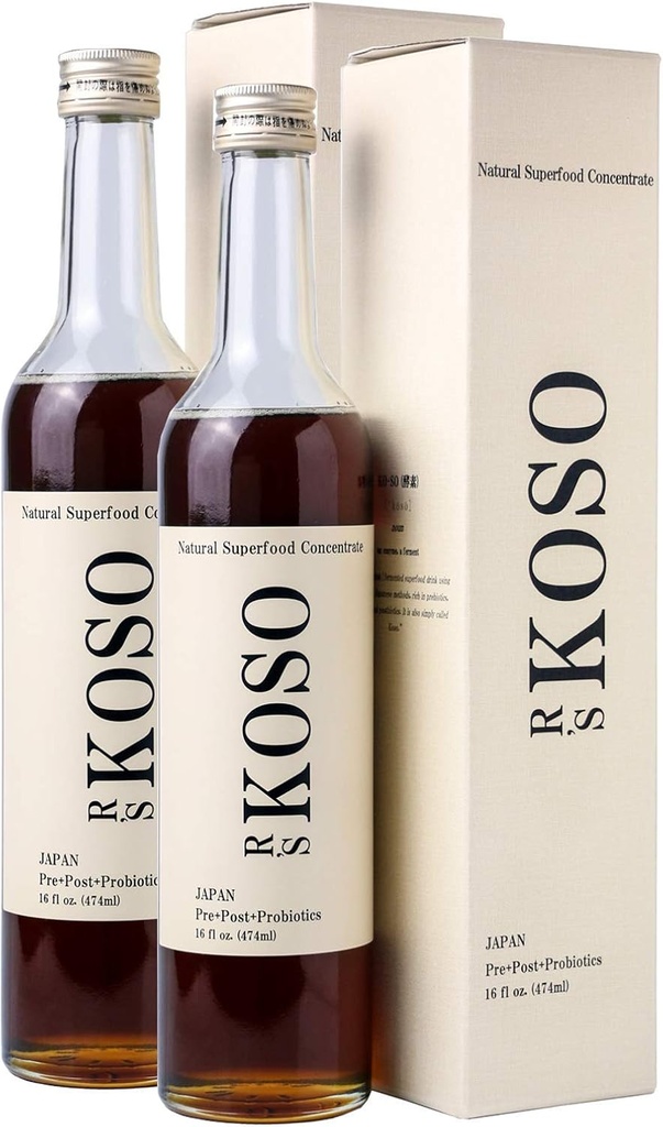 R's KOSO 5-Day Cleanse Ιαπωνικό Ένζυμο Ποτό πλούσιο σε προβιοτικά και προβιοτικά, Φτιαγμένα από 100+ Λαχανικά ? Φρούτα - Φυσική υποστήριξη για την καλύτερη πέψη και την υγεία των ούλων + Detox + Cleanse - 16oz × 2