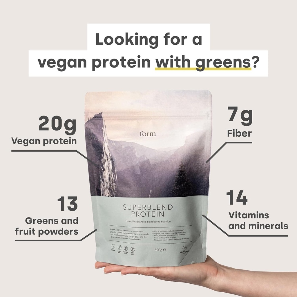 Form Superblend Protein - Vegan Protein Powder with Superfoods, Vitamins and Minerals - 20g of Plant Based Protein per Serving (Chocolate Peanut)