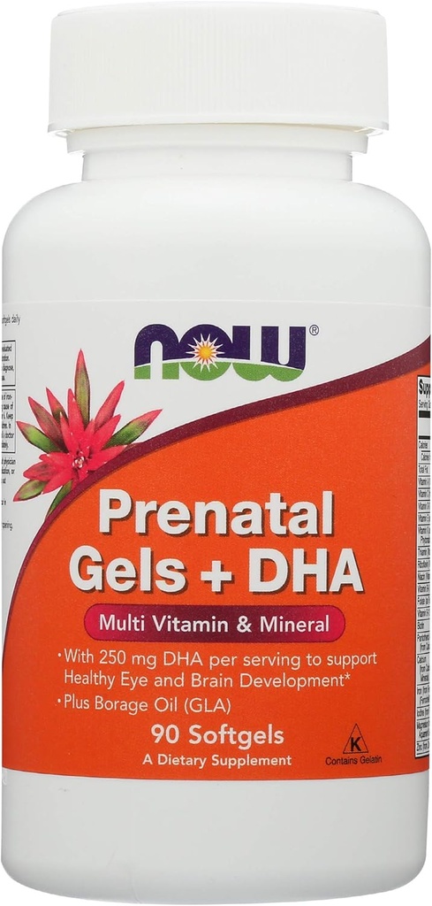 Τώρα Τροφές Προγεννητικά Gels Plus DHA, 90 CT