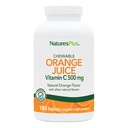 NaturesPlus Πορτοκαλί Χυμός Μασώμενη Βιταμίνη C - 500 mg, 180 δισκία - Συμπλήρωμα Υποστήριξης Ανοσοποιητικού Υψηλής Ικανότητας, Αντιοξειδωτικό - Απαλό Στομάχι - Χορτοφαγική, Χωρίς Γλουτένη - 180 Σερβιέτες