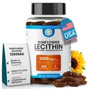 Ηλιόλουστη λεκιθίνη 1200 MG 100 Softgels, 100-Ημέρες εφοδιασμού εγγυημένη καθαρή, μη-GMO, χωρίς σόγια, υποστηρίζει τον εγκέφαλο, την καρδιά, το νεύρο, την υγεία του ήπατος, τη γνωστική λειτουργία, την υγιή χοληστερόλη, τη φόρμουλα υψηλής απορρόφησης