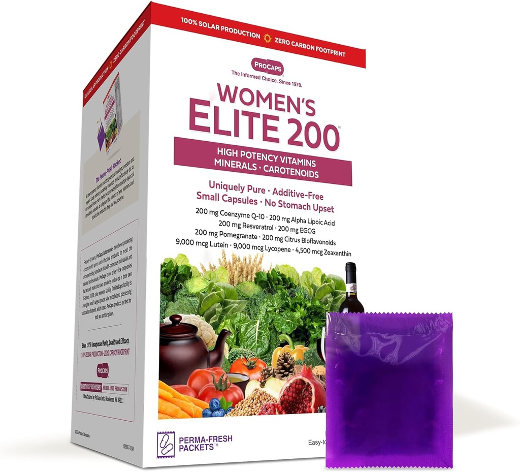 ANDREW LESSMAN Πολυβιταμίνη - Elite-200 120 Πακέτων Γυναικών - Potent Nutrients Plus 200mg Κάθε συνένζυμο Q10, Alpha Lipoic Acid, Resveratrol, EGCG, Pomegranate, Citrus Bioflavonoids. Χωρίς πρόσθετα