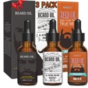 3 Pack Beard Oil για τους άνδρες, Conditioning και Moisturizing για την καλύτερη ανάπτυξη γεννήσεων - σετ δώρων (Fengyin Πράσινο Τσάι / κίνηση λάμψης / Azure)