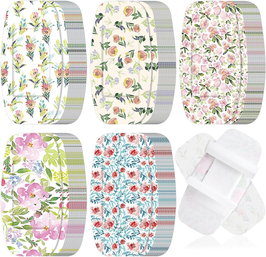 Sinmoe 100 Pcs Large Bandages 2 x 4 Inch Latex Free Big Adhesive Flower Wound Care Flexible Fabric Bandages for Care and Protect Wounds