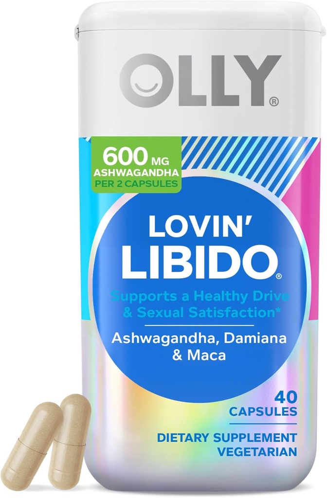 OLLY Lovin Libido κάψουλες, Ενισχύστε την επιθυμία με Ashwagandha, Maca & Damiana, χορτοφάγους, συμπλήρωμα για τις γυναίκες, 20 ημέρες προσφοράς - 40 κόμης