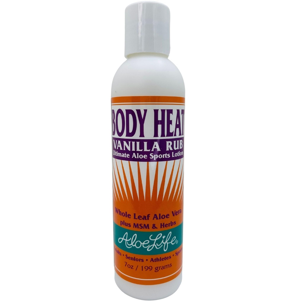Aloe Life - Body Heat Vanilla Rub, Lubricating, Warming Action, Soothes & Relieves Sore Musles, Safe For Seniors & Athletes, Helps Reduce Tension & Stress, Gluten-Free (7 oz)