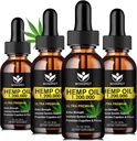 (4 Pack) Organic Hemp Oil - 100% Natural Hemp Oil Extract, Relaxation, Immune Support, Rich in Omega 3, 6, 9 Fatty Acids, Vegan - 30mL