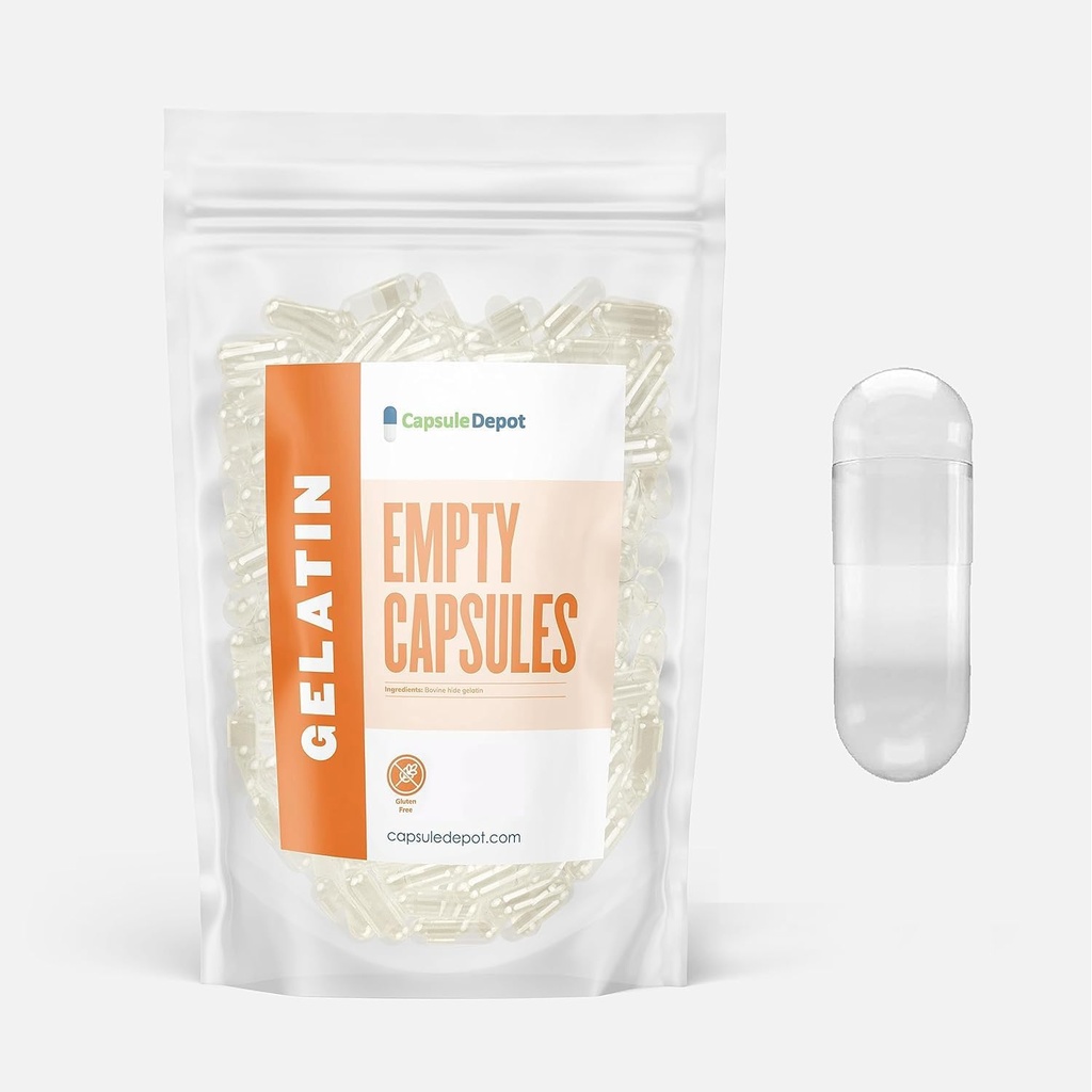 CapsuleDepot - Clear Size 2 Empty Capsules - 500 Count Empty Gelatin Capsules - Empty Pill Capsules - DIY Capsule Filling - Fillable Pill Capsules Empty Gel Caps