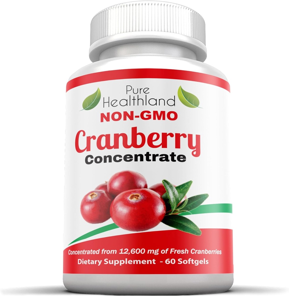 Μη GMO Cranberry συμπυκνωμένο από 12.600mg - Triple Strength Softgels - Εύκολο στην κατάποση χάπια για άνδρες και γυναίκες, 1 φιάλη