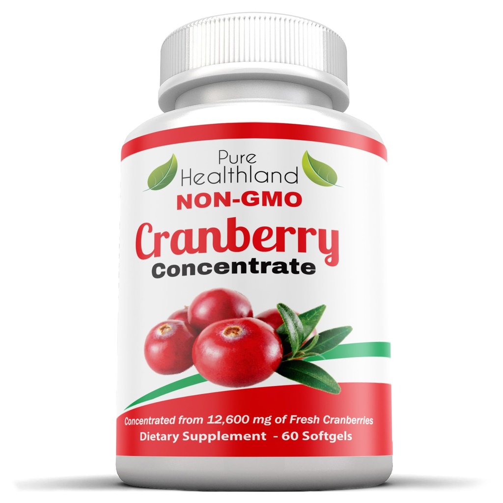 Μη GMO Cranberry συμπυκνωμένο από 12.600mg - Triple Strength Softgels - Εύκολο στην κατάποση χάπια για άνδρες και γυναίκες, 1 φιάλη