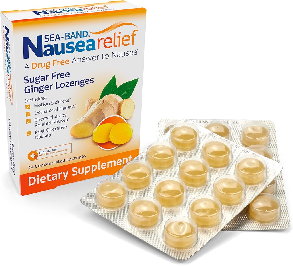 Sea-Band Ginger Lozenges, Drug and Sugar Free, για Motion Ασθένεια και Nausia Relief*