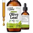 Wild & Organic Olive Leaf Extract Liquid Drops - Immune & Antioxidant - 2oz | Oleuropein Olive Leaf Supplement - Add to Tea Tincture - Vegan, No Sugar & Alcohol-Free - Plant-Based, Natural, Vegan