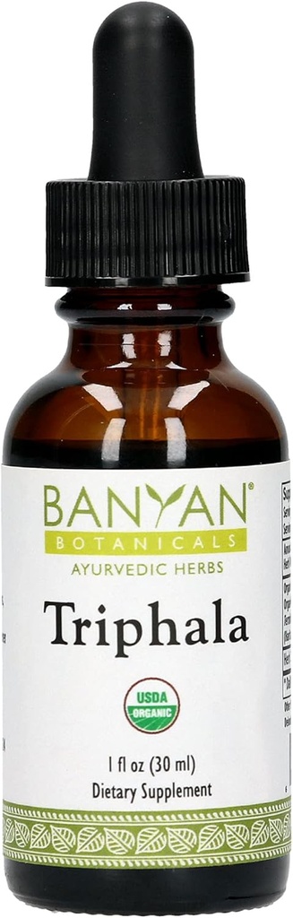 Banyan Botanicals Triphala Liquid Herbal Extract – Organic Triphala Extract with Amla, Haritaki & Bibhitaki – for Daily Detox, Regularity & Rejuvenation* – 1oz. – Non-GMO Sustainably Sourced Vegan