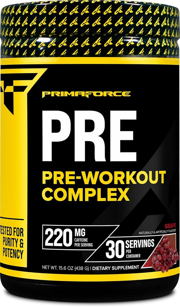 Primaforce Pre-Workout Complex Powder (Σπίτι, 30 σερβιέτες) - Συμπλήρωμα καταλληλότητας για την αναβάθμιση ρουτίνας προπόνησης, 438g