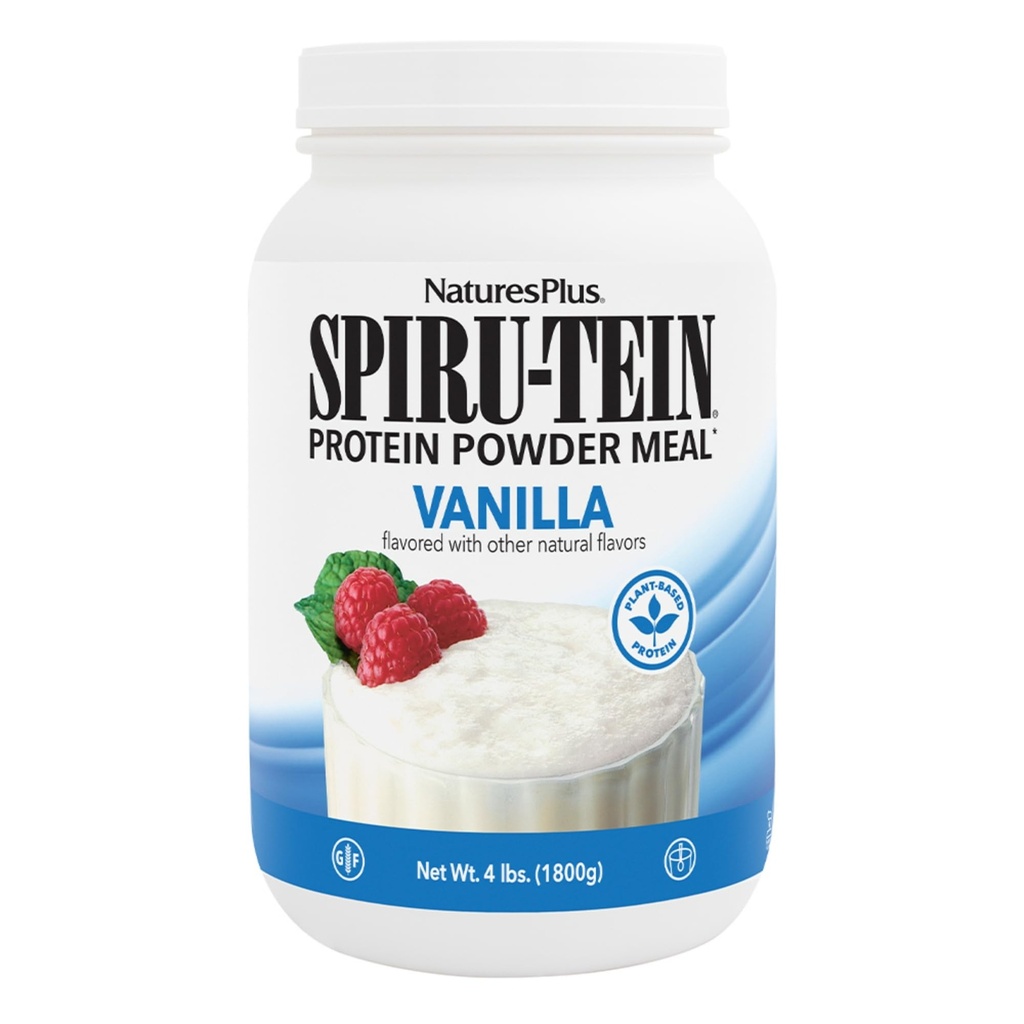 NaturesPlus SPIRU-TEIN, Βανίλια - 4 lbs - Πρωτεΐνη με βάση το φυτό Shake - Μη ΓΤΟ, Χορτοφαγικά, Χωρίς Γλουτένη - 60 Σερβίρει
