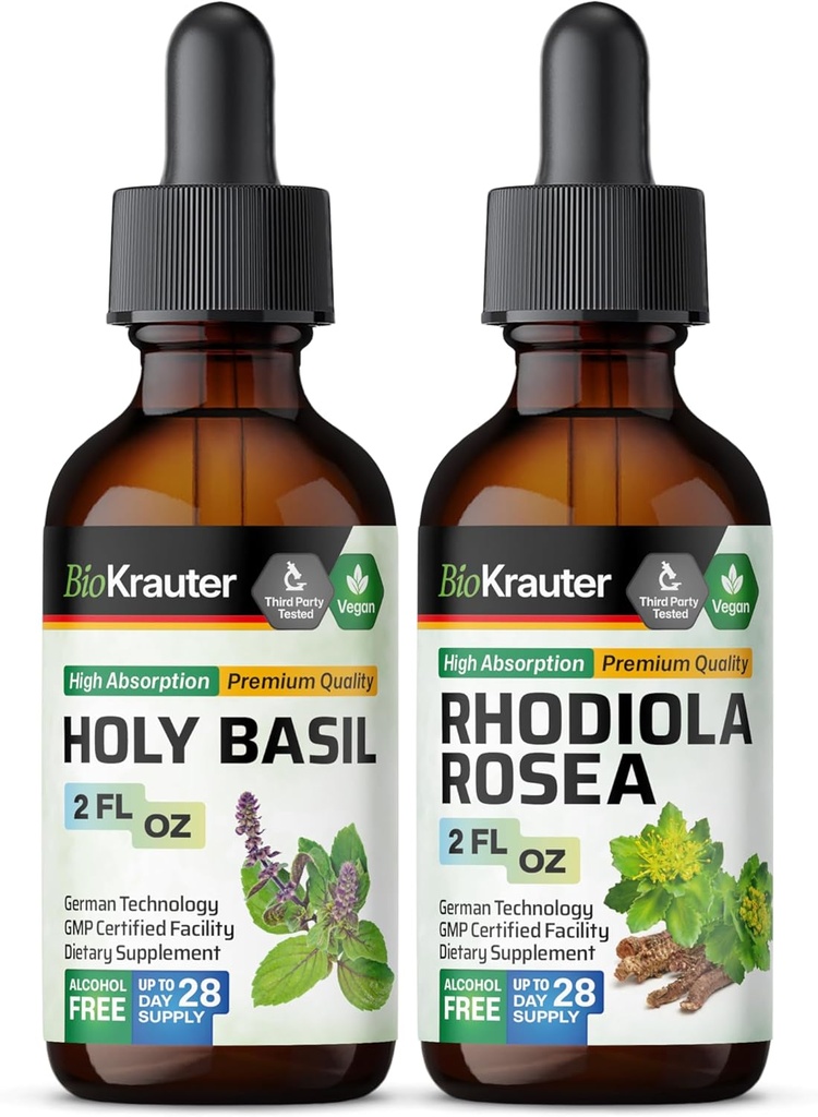 BIO KRAUTER Ιερός Βασίλειος Βάμμα 2 Fl. Oz. & Rhodiola Rosea Βάμμα 2 Fl. Oz.