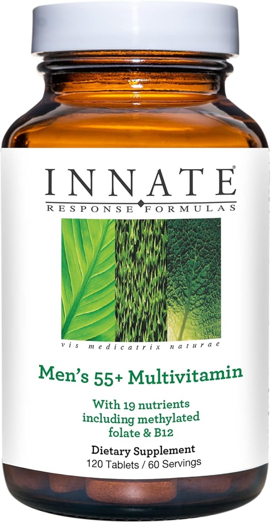 Innational Response Formulas Men’s 55+ Multivitamin - Daily Multivitamin for Men 55 and Over - με Βιταμίνες Β - Χορτοφαγικές, Μη ΓΤΟ, Κοσέρ και Χωρίς Γλουτένη - 120 Tablets (60 Servings)