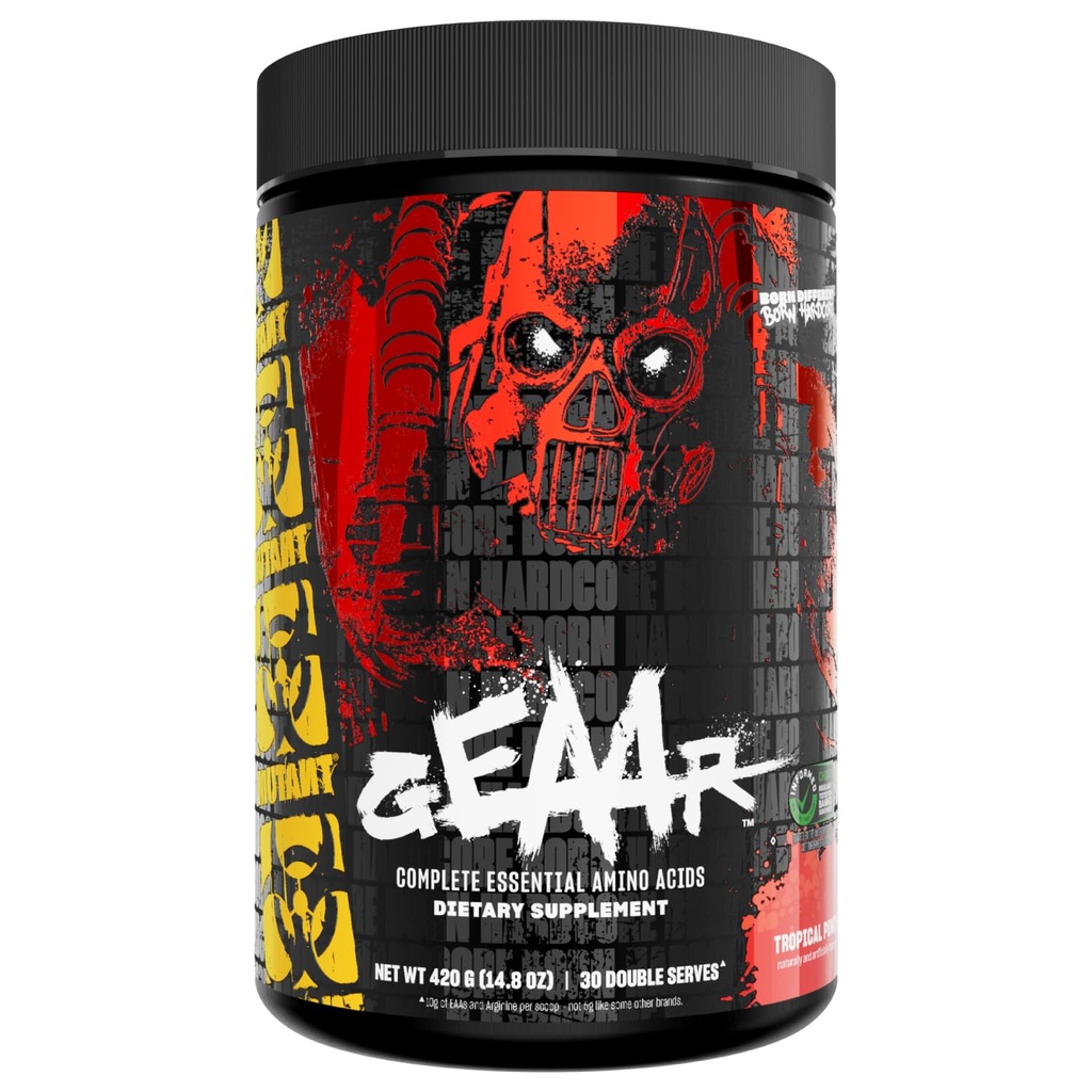 Mutant GEAAR - 9.4g EAA Powder + Arginine, 7g BCAAs, 4g Leucine, ηλεκτρολύτες, Coconut Water, 30 Σερβιέτες - Fruit Punch