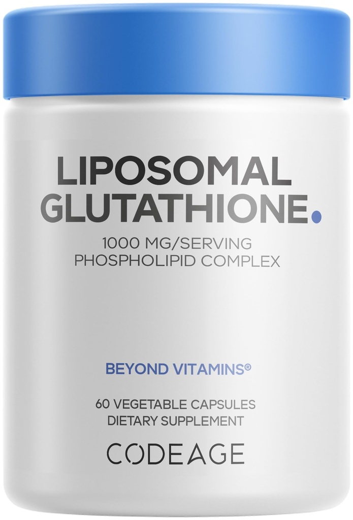 Codeage Liposomal Glutathionone 1000 mg συμπλήρωμα, Υψηλής ισχύος Μειωμένη L-Γλουταθειόνη - Liposomal Delivery - Φωσφολιπίδια - Μη ΓΤΟ, Χωρίς γλουτένη - 60 κάψουλες