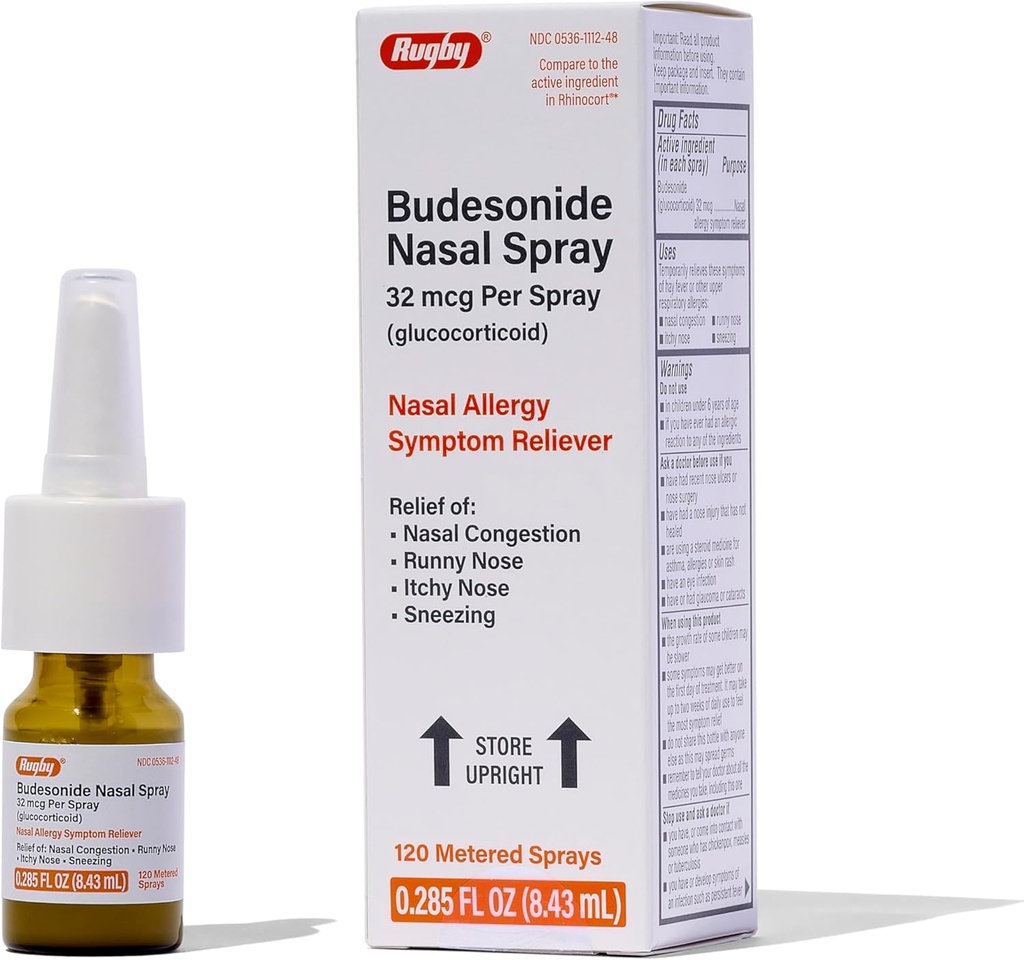 Rugby Budesonide Nasal Spray - Αλλεργία και Ρινική Συμφορητική Ανακούφιση - Χωρίς Αλκοόλ - 0.285 Fl. Oz.