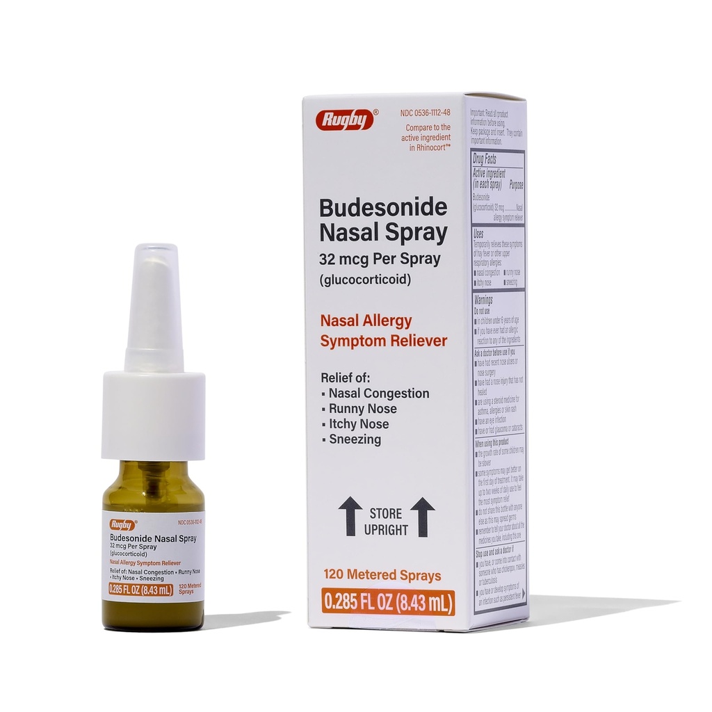 Rugby Budesonide Nasal Spray - Αλλεργία και Ρινική Συμφορητική Ανακούφιση - Χωρίς Αλκοόλ - 0.285 Fl. Oz.