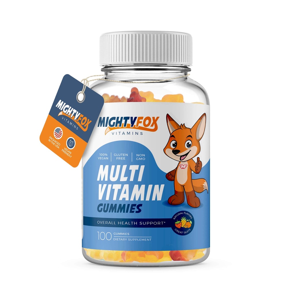 Παιδιά Πολυβιταμίνη Gummies - Μη-GMO, Χωρίς γλουτένη, Vegan Multivitamin Gummies w/Vitamin C, B3, B5, B6, B12, Ψευδάργυρος 100 Count, 1 Pack – Fruity Toddler Teen Gummy Βιταμίνες για παιδιά & ενήλικες