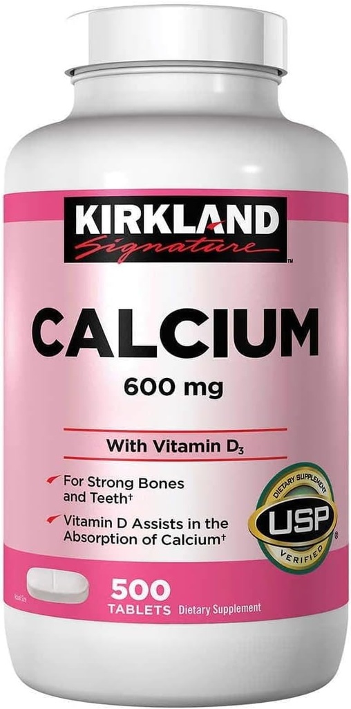 Kirkland Signature Calcium, 600 mg+D3, 500- Count δισκία