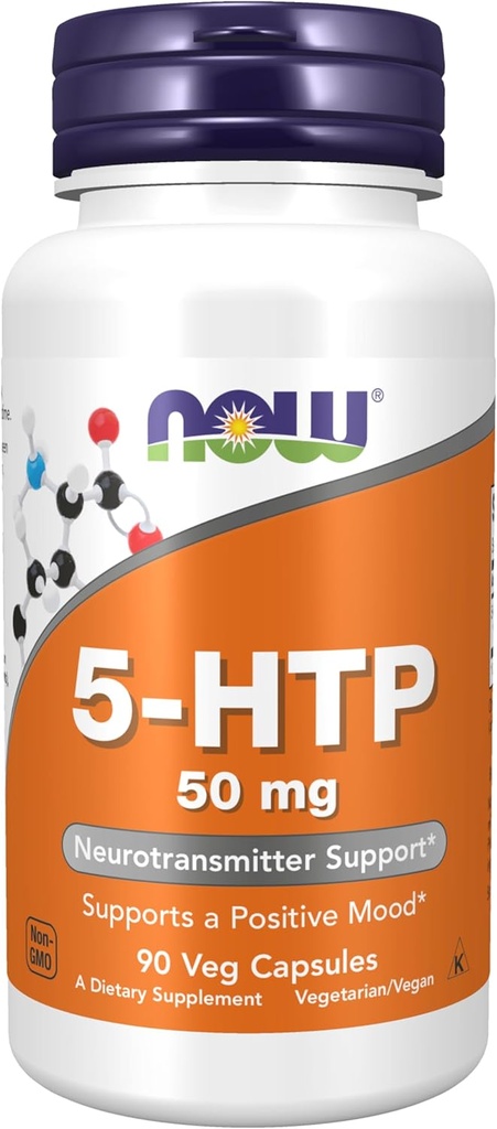 NOW Foods Supplements, 5-HTP (5-hydroxytryptophan) 50 mg, Neurotransmitter Support*, 90 Veg Capsules