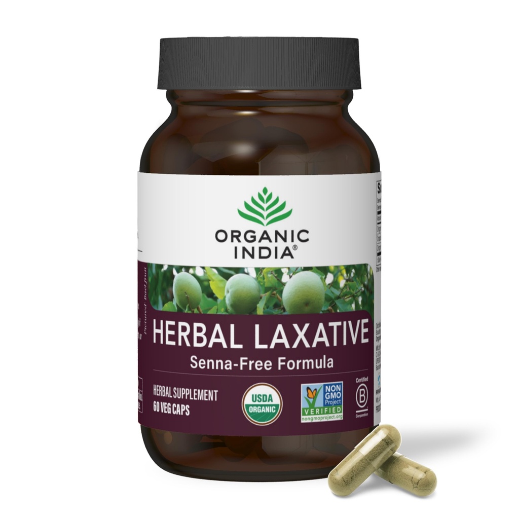 ORGANIC INDIA Φυτικό Laxative Supplement - Φυσικό Laxative για δυσκοιλιότητα, Βότανο Laxative Κάψουλες, Δυσκοιλιότητα για γυναίκες και άνδρες - USDA Certified Organic, Non-GMO, Vegan - 60 Caps