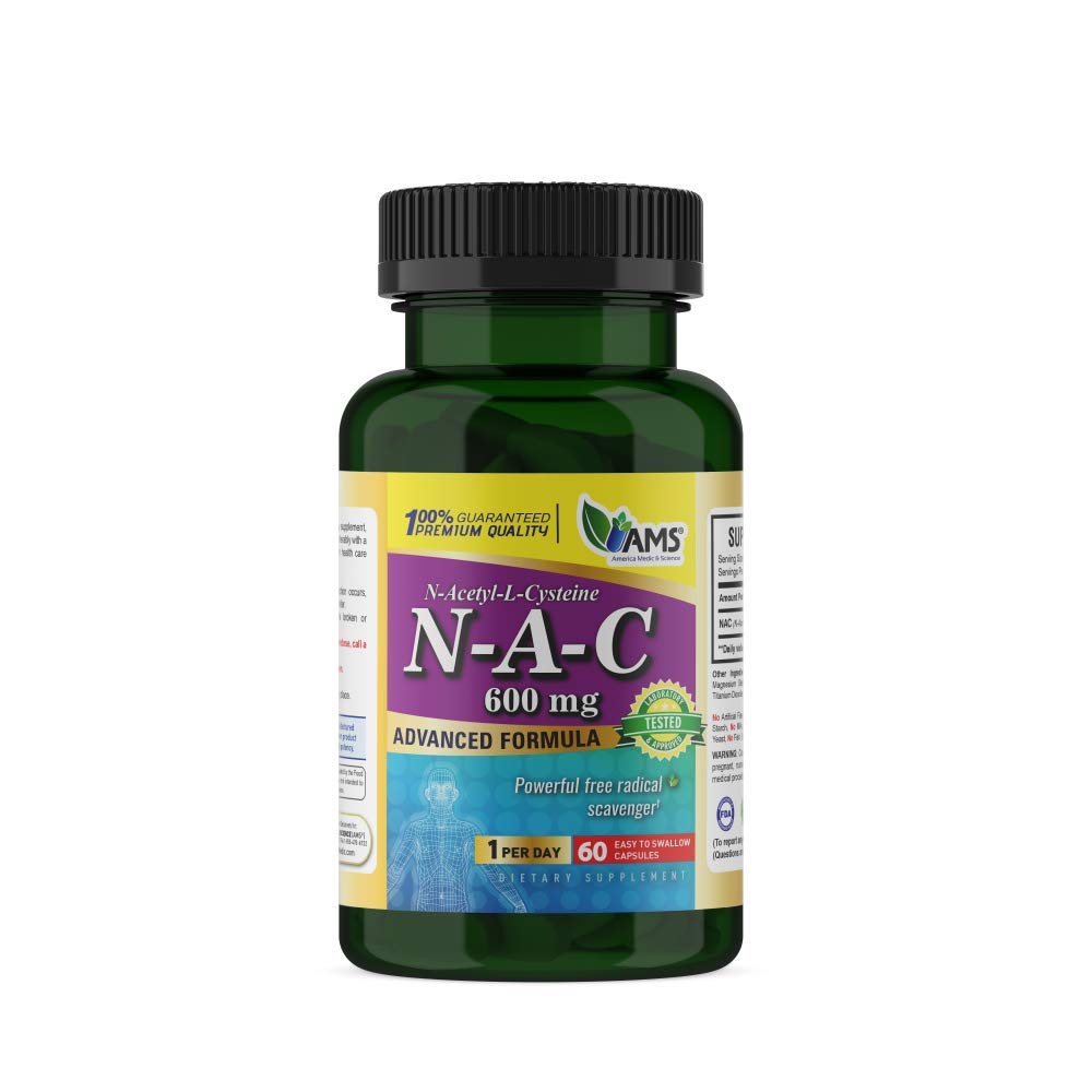 America Medic & Science NAC 600mg – Συμπλήρωμα NAC για την Υγεία του Πνεύμονα & την Ανοσοποιητική Υποστήριξη, Ηπατική Υποστήριξη & Αντιοξειδωτικά – N-Acetyl-Cysteine – 60 Κάψουλες (Pack of 1)
