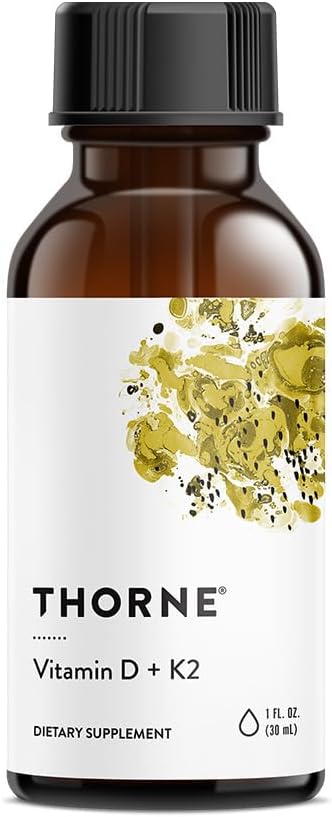 THORNE - Βιταμίνη D + K2 Liquid with a Metered Dispenser - Βιταμίνες D3 & K2 to Support Healthy Bones & Muses* - 1 Fl Oz (30 ml) - 600 Servings