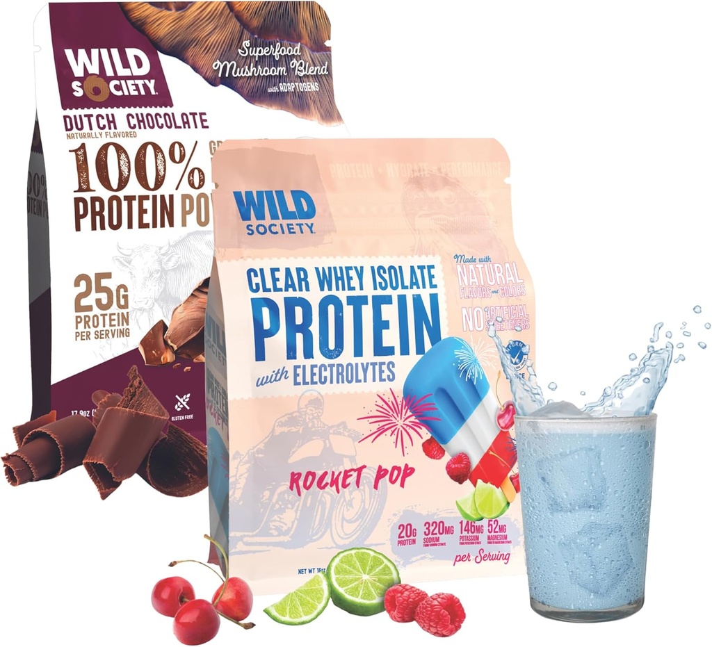 WILD SOCIETY Clear Isolate + Whey concent Super Combo - Ροκέτα Pop Clear Ορός γάλακτος + Ολλανδική σοκολάτα συμπυκνωμένο