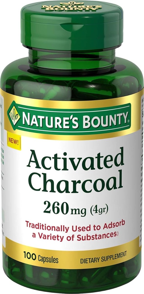 Nature's Bounty Ενεργοποιημένο Άνθρακο 260 mg, 100 Κάψουλες, Συμπλήρωμα Διατροφής για την Υποστήριξη Υγιούς Ζωής