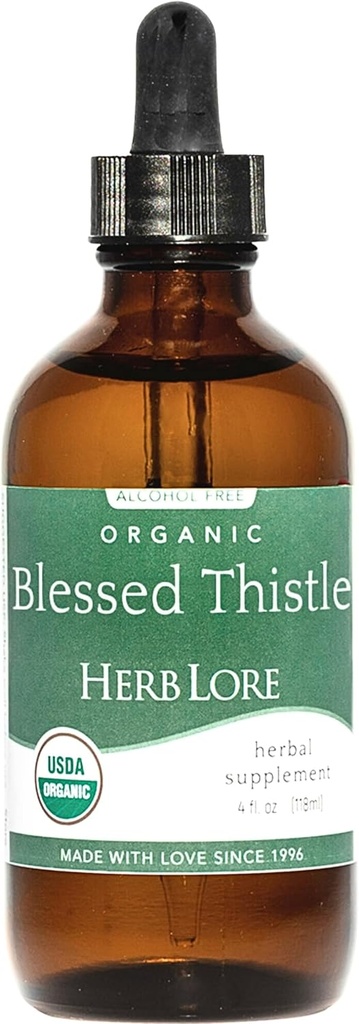 Herb Lore Organic Blessed Thistle for Breastfeeding Support - Liquid Lactation Supplement - 4 fl oz