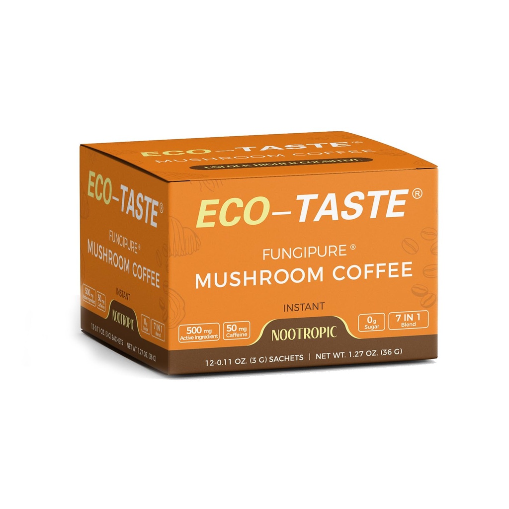 Mushroom Coffee Mix 7 in 1, με Ginkgo, Lions Mane, Alpha-GPC, Bacopa, PS, L-Theanine – 12 Σακέτες
