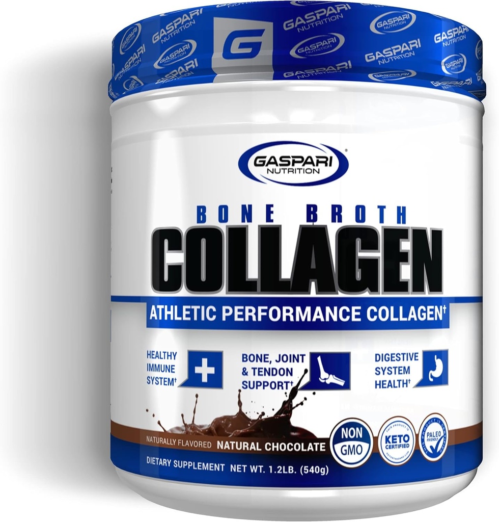 Γασπάρη Διατροφή Broth οστών, Αθλητική απόδοση Collagen, 13g πρωτεΐνη, χωρίς γλουτένη, μη GMO, Keto πιστοποιημένη, Gut και κοινή υγεία (30 υπηρεσίες, φυσική σοκολάτα)