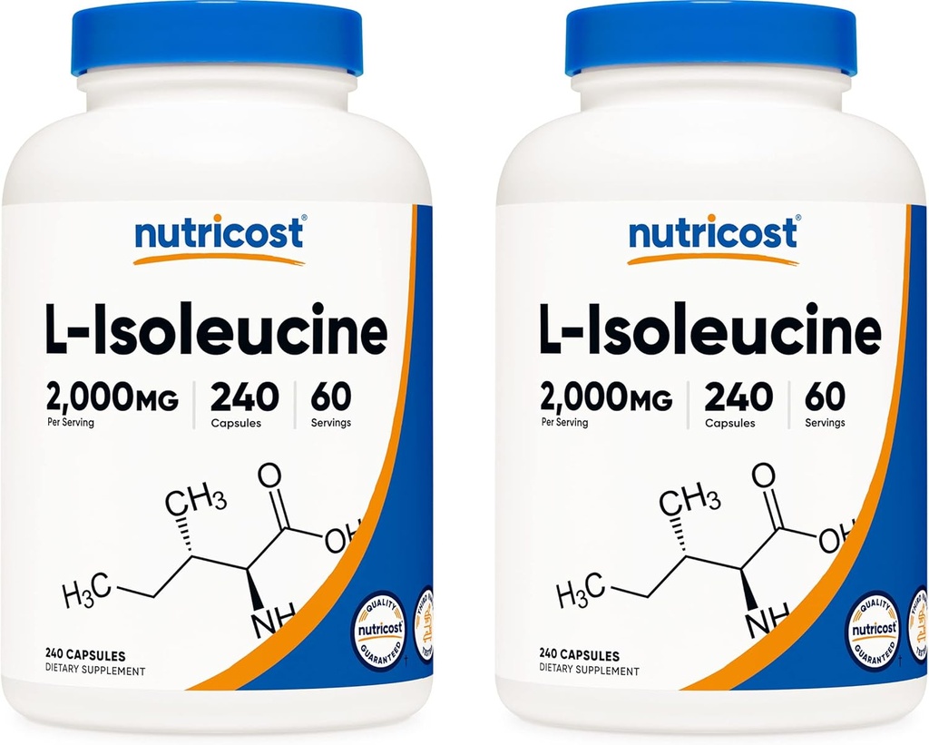 Nutricost L-Isoleucine 2000mg ανά υπηρεσία, 240 κάψουλες ανά φιάλη (2 φιάλες)