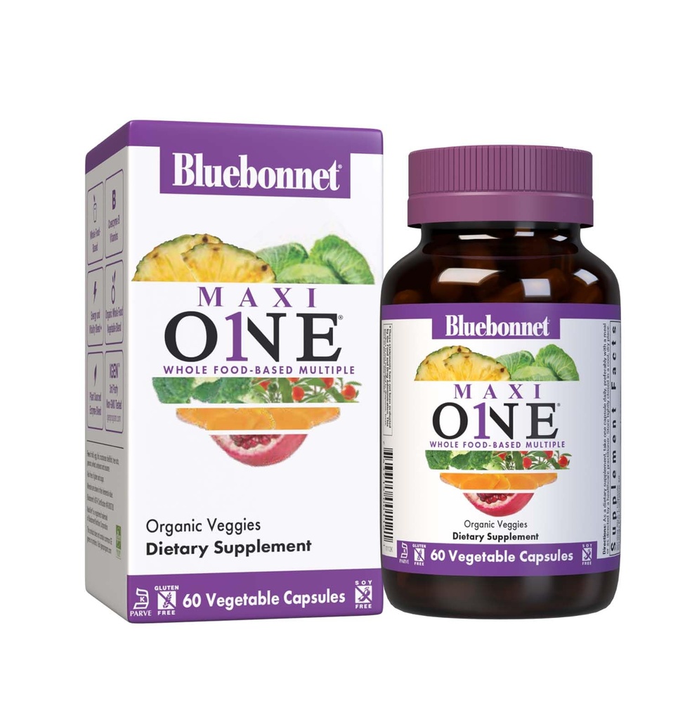 Bluebonnet Nutrition Maxi One (με τον σίδηρο), Ολόκληρες πολλαπλές τροφές, Ένζυμα, Ενέργεια, Ζωτικότητα, Γλουτένη & Γαλακτοκομικά & Σόγια Δωρεάν, Kosher, χορτοφάγοι Φιλικοί, Μη-ΓΤΟ, 2 Μήνες Προμήθεια, Μπεζ, 60 Μέτρα