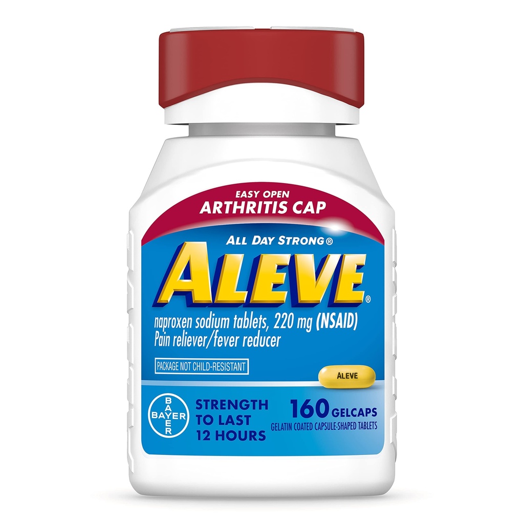 Aleve Gelcaps με Easy Open Arthritis Cap, Νάπροξεν Νάτριο, Φάρμακο για τον πόνο της Αρθρίτιδας, 160 Count