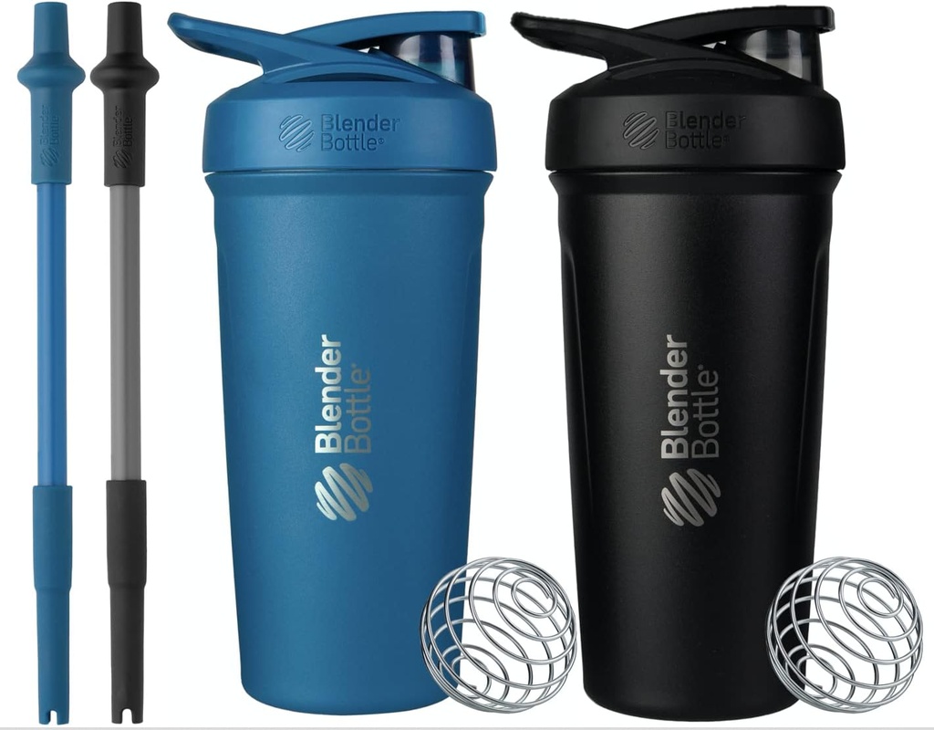 BlenderBottle Strada Shaker Cups με Straws σιλικόνης, (2 24-Ounce μπουκάλια και 2 Straws)