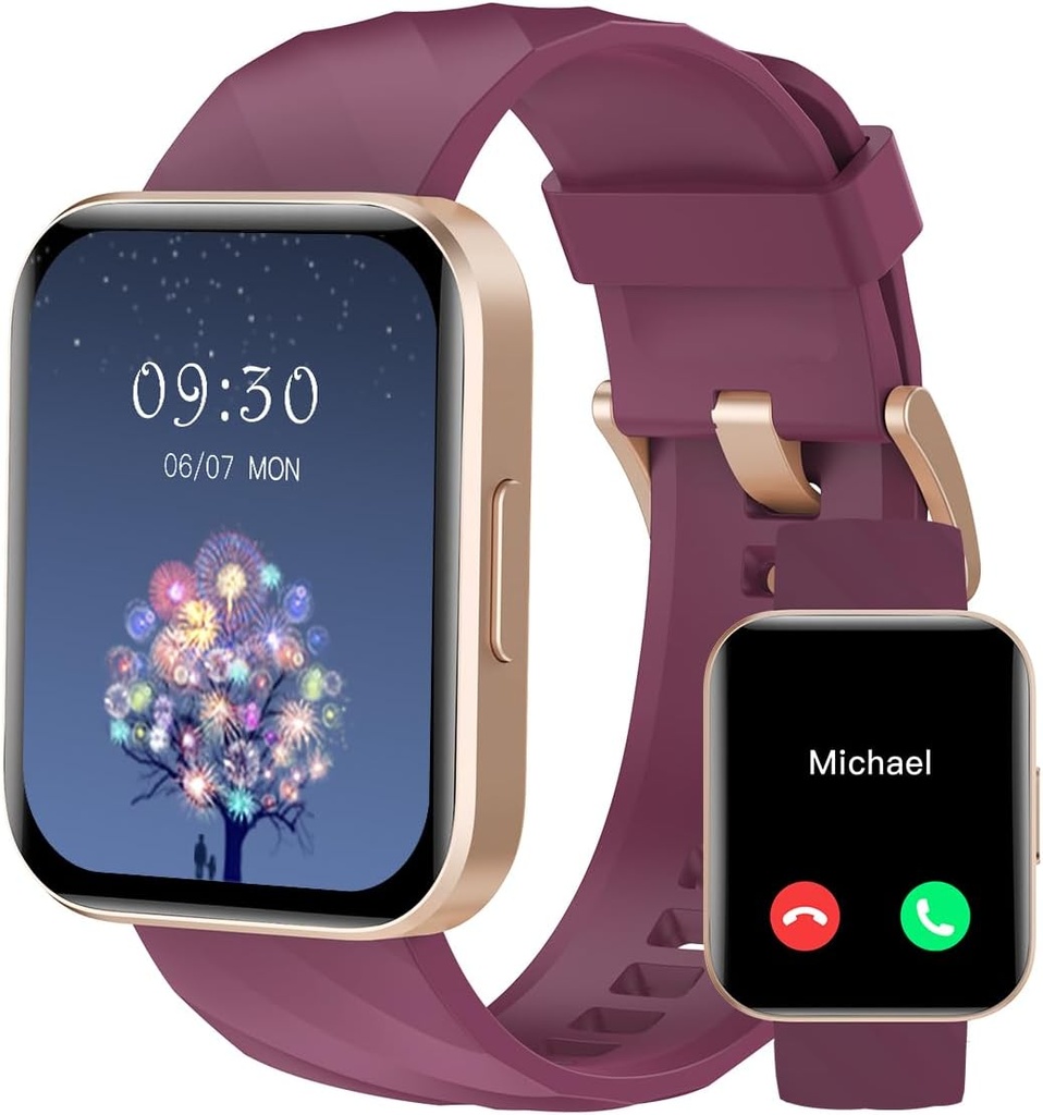 RUIMEN Smart Ρολόγια για γυναίκες άνδρες (Απάντηση/Κάντε κλήσεις) Συμβατό με iPhone / Ανδροειδή τηλέφωνα, 1.85" HD οθόνη Καταλληλότητα Tracker Καρδιακός Ρυθμός Παρακολούθηση 100+ Sports Tracker Ρολόι Αδιάβροχο (Purple)