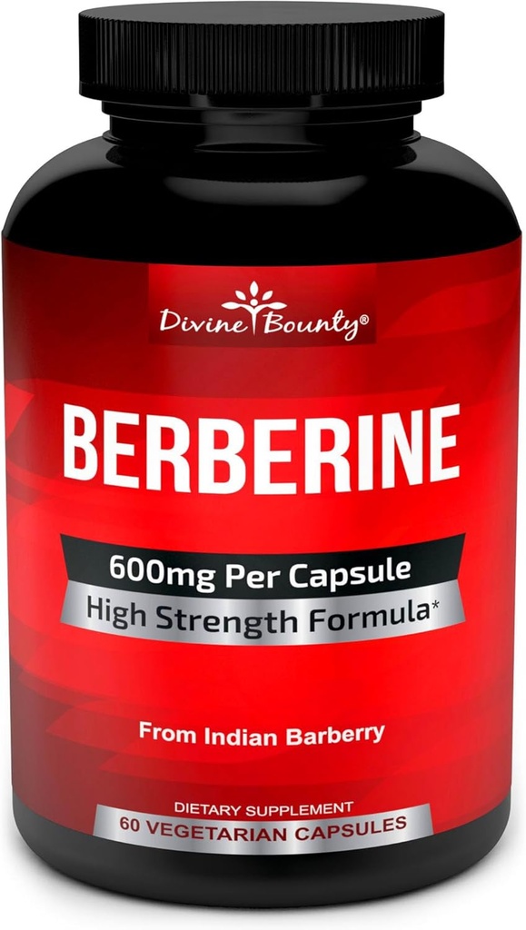 Divine Bounty Pure Berberine Complex - 600mg ανά κάψουλα Berberine HCl Συμπλήρωμα - 60 κάψουλες χορτοφάγων
