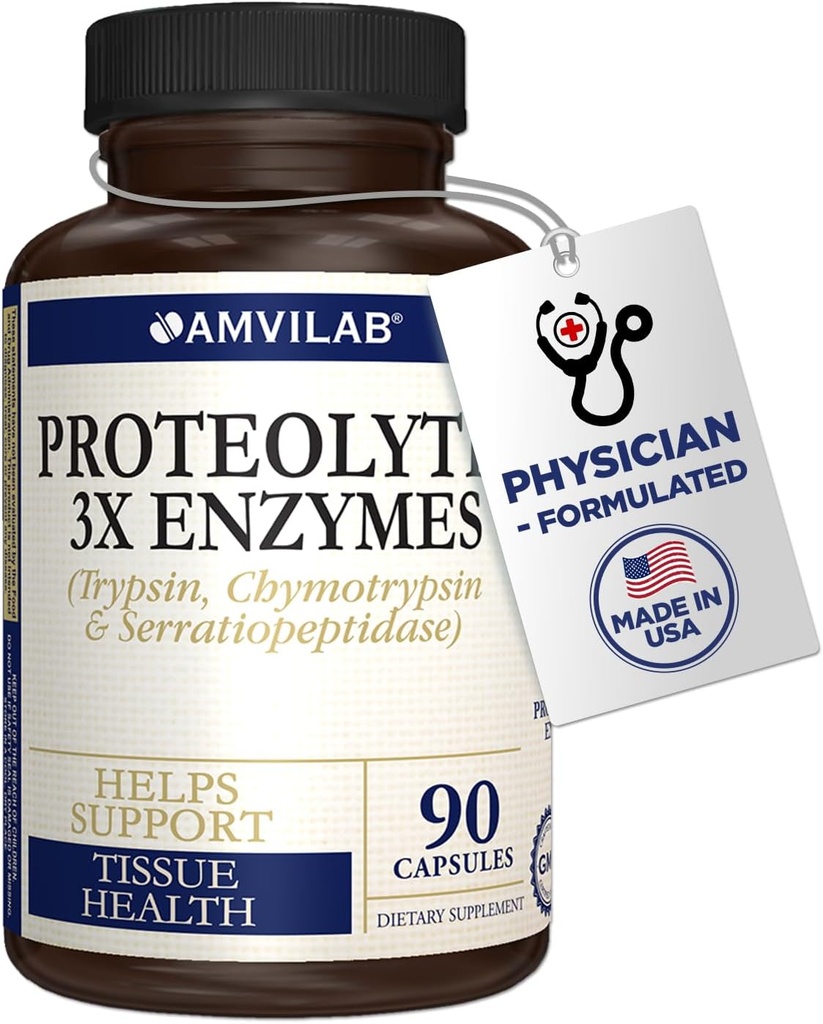Proteolytic Enzymes 3X - Τρυψίνη, Χυμοθρυψίνη & Serrapeptidase - Μειώνει το Edema & Ερεθισμός από τον τραυματισμό του ιστού - Υποστηρίζει την ευεξία του σώματος & την αποκατάσταση - Συμπλήρωμα διατροφής - 90 κάψουλες