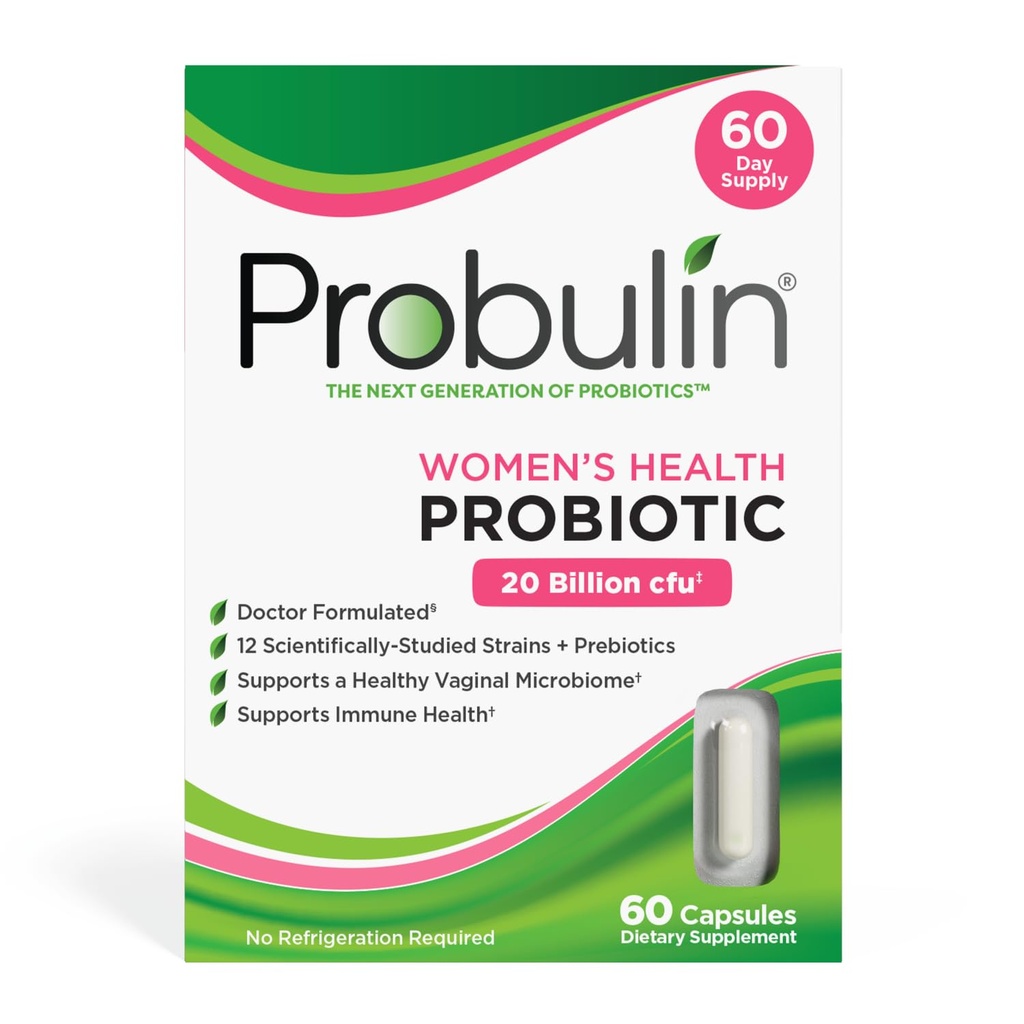 Προβιοτικό για την υγεία των γυναικών Probulin + προβιοτικό για την Κολπική, την Οσφυϊκή και την Ανοσοποιητική Υγεία - 20 δισεκατομμύρια CFU - 12 προβιοτικά στελέχη, 60 κάψουλες Vegan